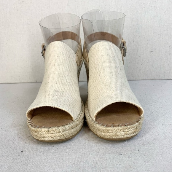 Toms - Monica Classic Linen/Leather Wedge Slingback Espadrille Sandal - Size 10 - Picture 5 of 11